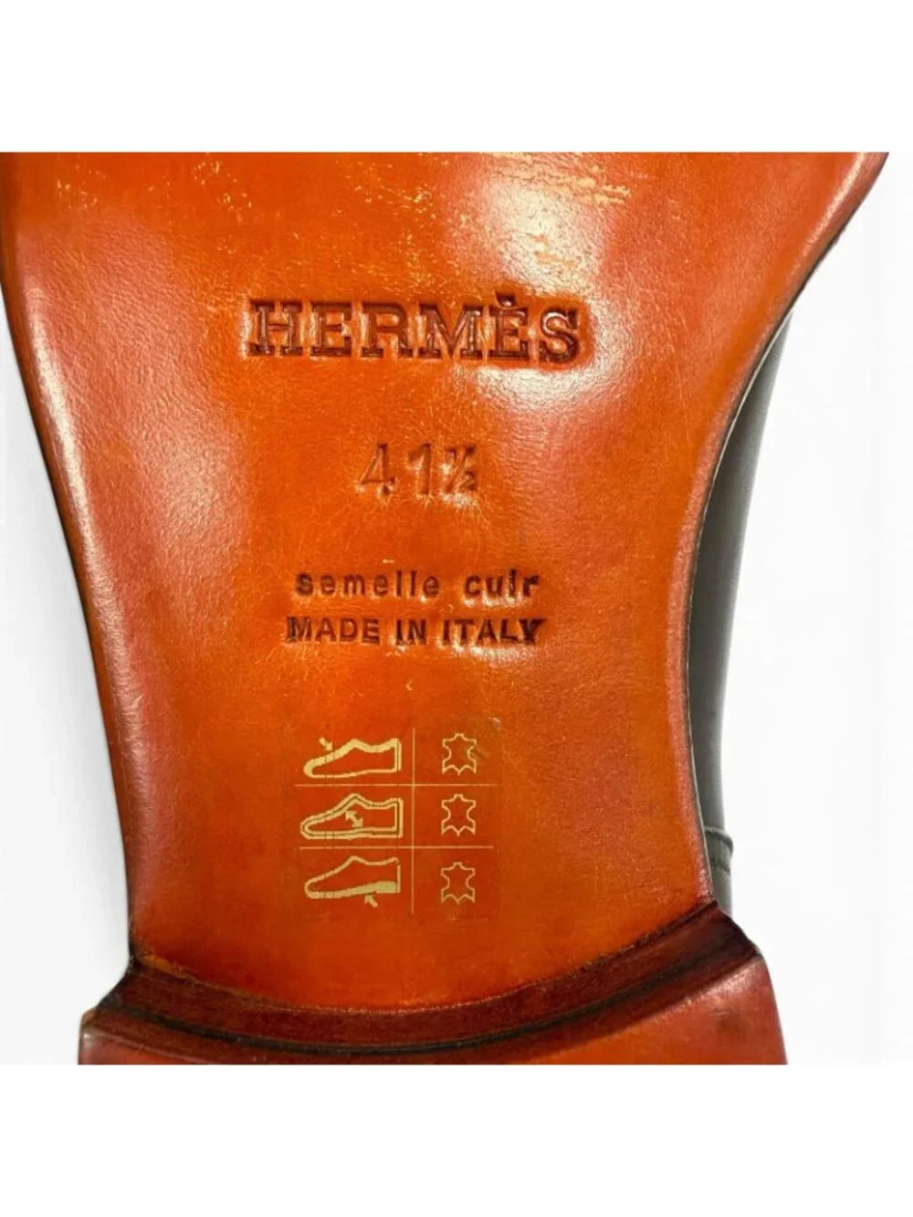 Hermes Leather Side Gore Chelsea Boots Short Dark Brown